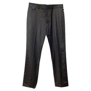 Louis Vuitton Logo Buckle Straight-Leg Trousers in Grey Wool